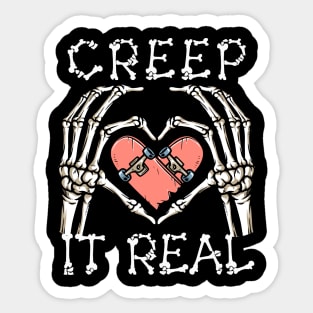 Creep It Real Halloween, Skateboard Halloween, Skeleton Halloween, Skate Skeleton, Skateboarding Gift Sticker